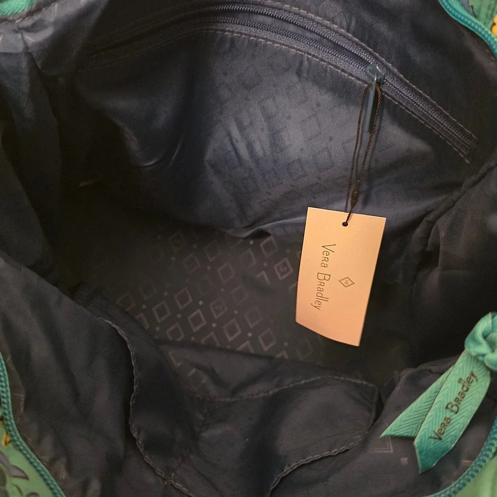 $99 NEW Vera Bradley Peacock Garden Medium Zip Top Tote Quilted Floral Bag